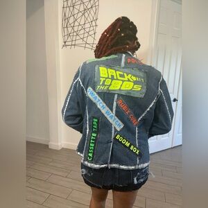 Custom glow in the dark patch 80’’s blazer Denim Jacket
